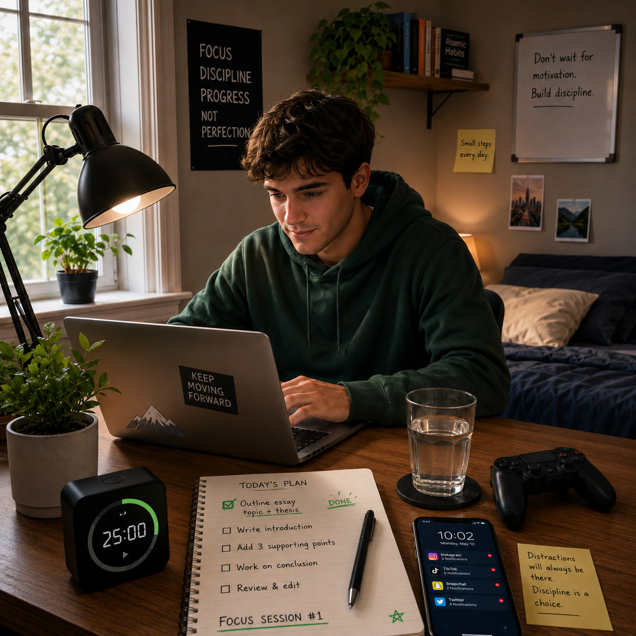 A focused person working steadily toward personal and professional growth